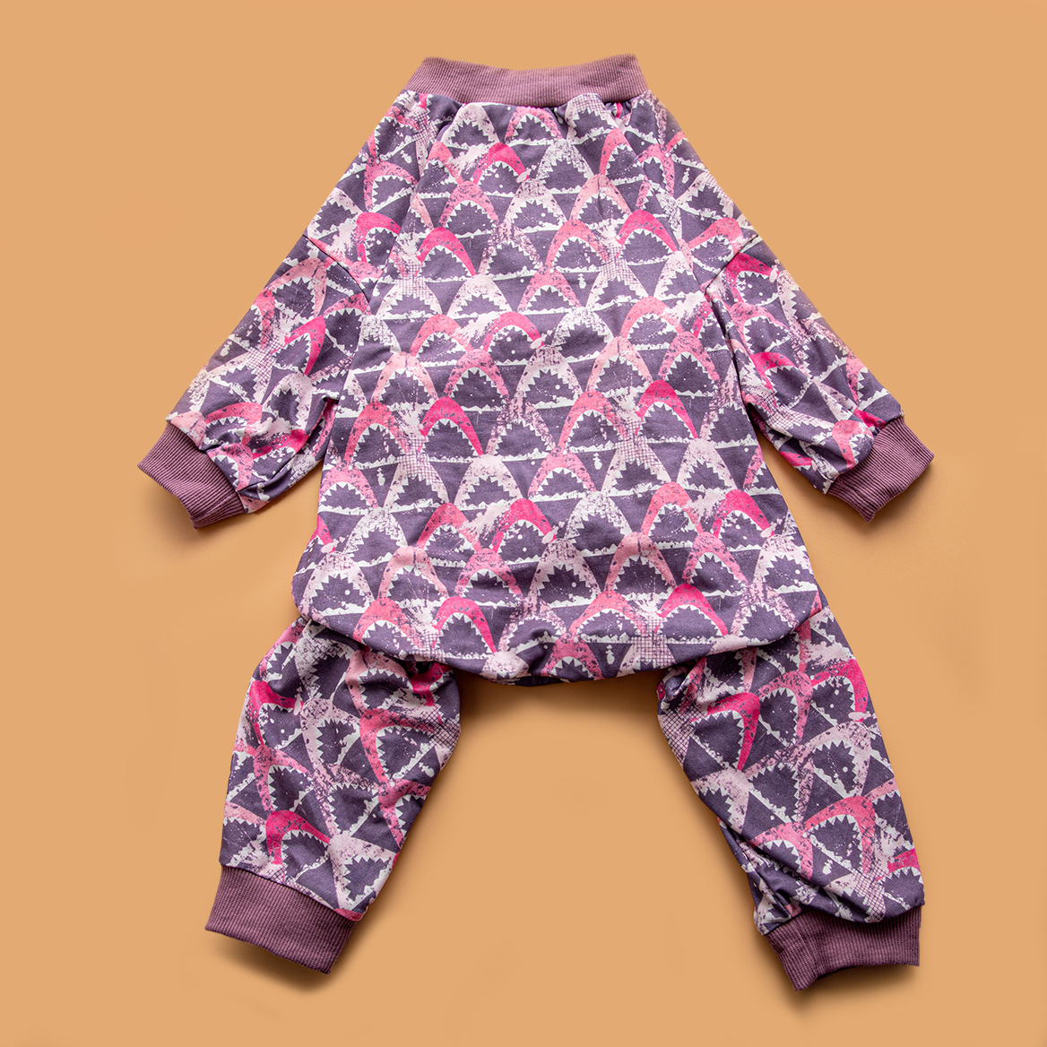 LovinPet Big Dog Recovery Suit Pajama Onesie - Pink Wave Design