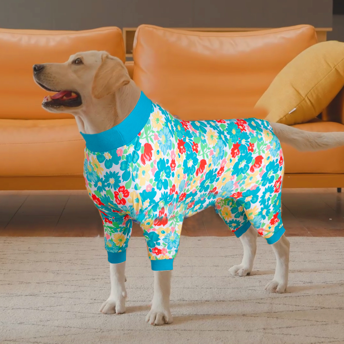 LovinPet Large Dog Pajamas Onesie - Floral Garden Pattern