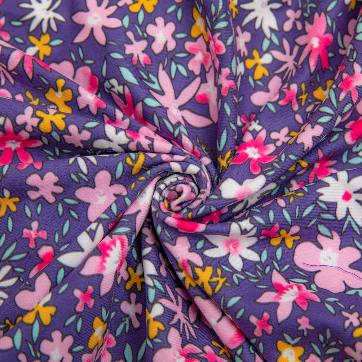 LovinPet Large Dog Post Recovery Suit - Bold Floral with Purple & Yellow Striped Accents