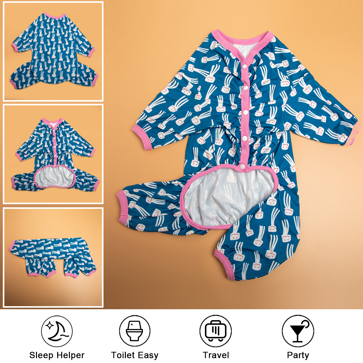 LovinPet Large Dog Pajamas Onesie - Jellyfish Print Design