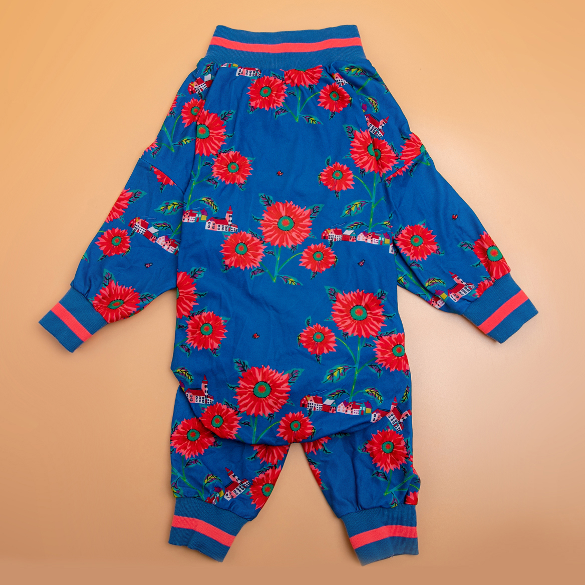 LovinPet Large Dog Pajamas Onesie - Nautical Sunflower Sleepwear for Big Dogs