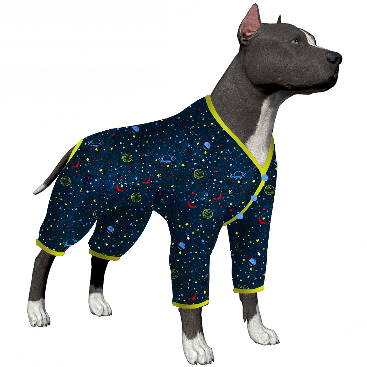 thumbnail image 2 of LovinPet Dog Recovery Shirt - Anti-Licking Onesie For Large Breeds (Navy Space Print) 2 of 11
