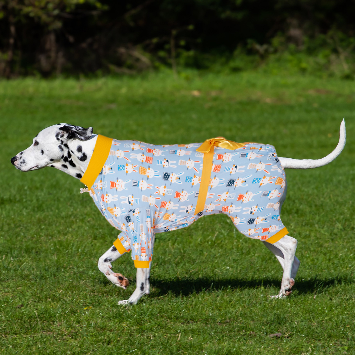 LovinPet Large Dog Pajamas Onesie with Skirt Tie - Bunny Print Design
