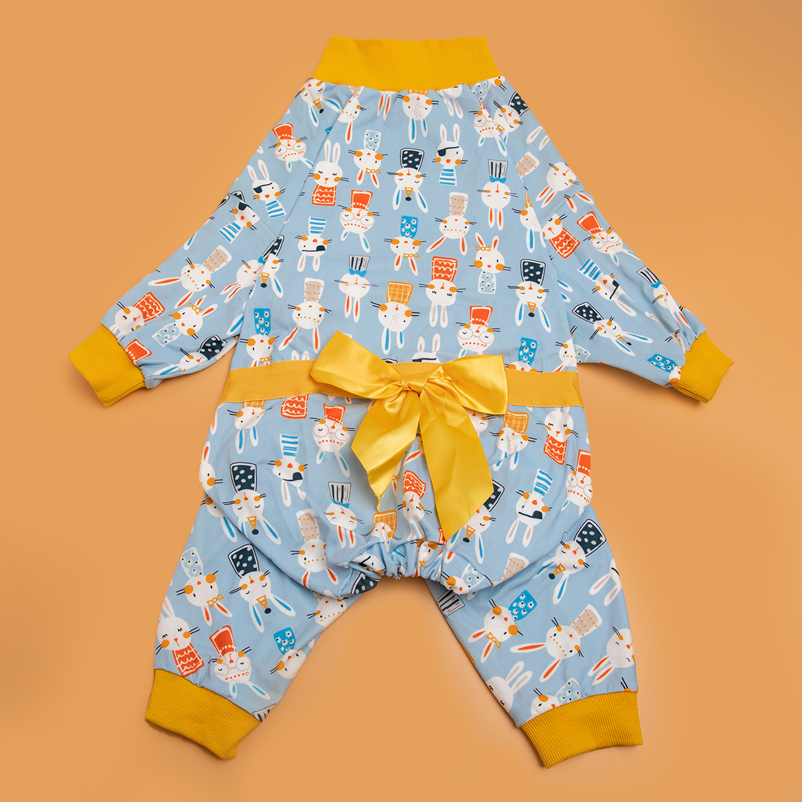 LovinPet Large Dog Pajamas Onesie with Skirt Tie - Bunny Print Design