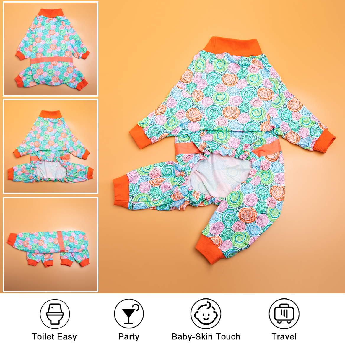 LovinPet Large Dog Pajamas Onesie - Whimsical Swirl Sleepwear for Big Dogs