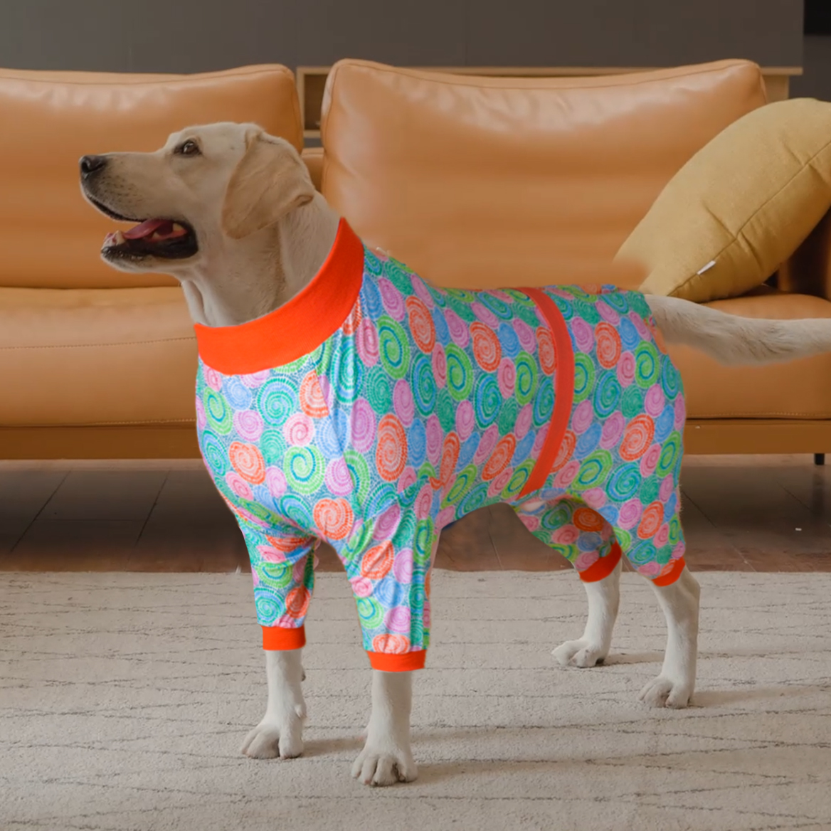 LovinPet Large Dog Pajamas Onesie - Whimsical Swirl Sleepwear for Big Dogs