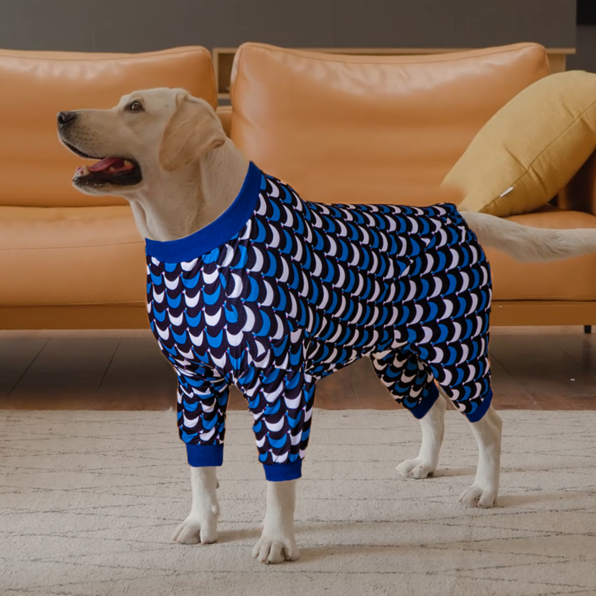 LovinPet Large Dog Pajamas Onesie - Elegant Dark Scallop Pattern