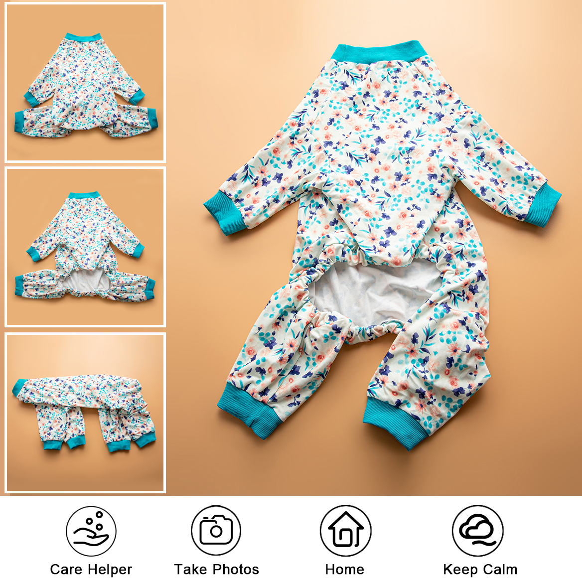 LovinPet Large Dog Pajamas Onesie - Delicate Floral Design in Soft Colors