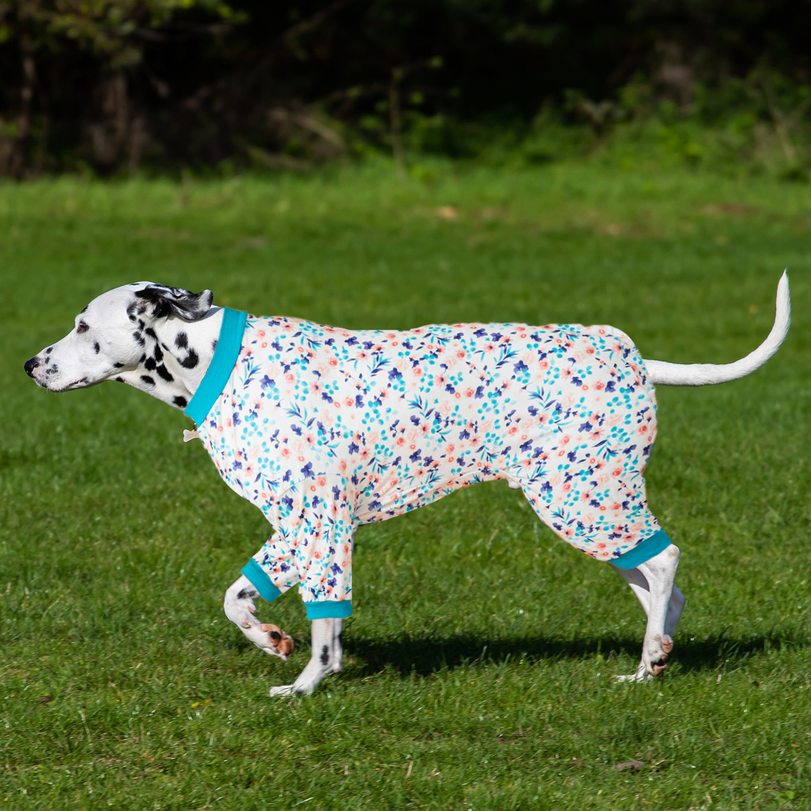 LovinPet Large Dog Pajamas Onesie - Delicate Floral Design in Soft Colors