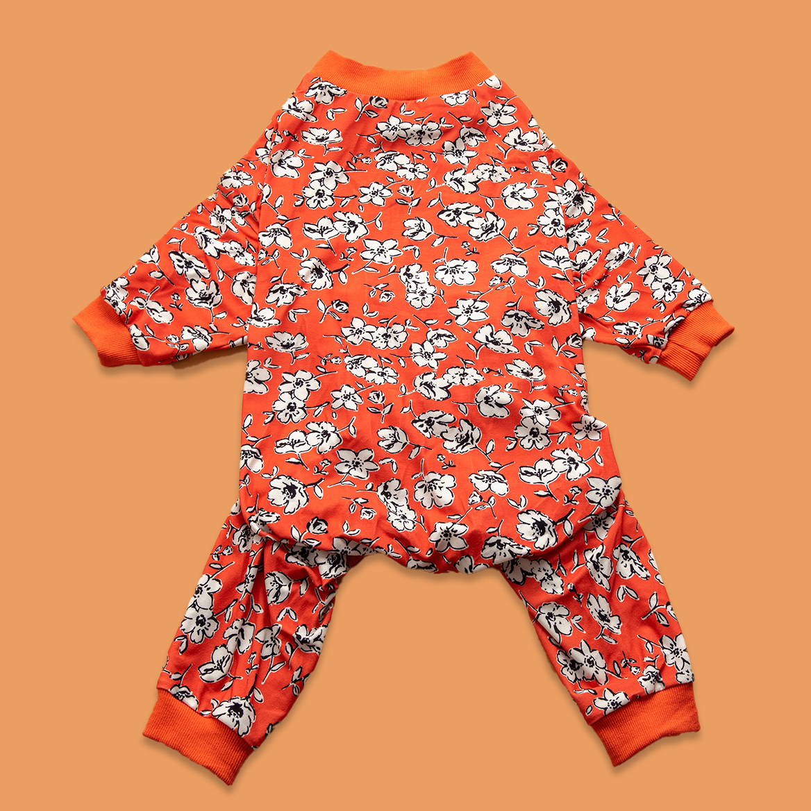 LovinPet Large Dog Post Recovery Suit - Bold Red Floral Design with Black and White Accents