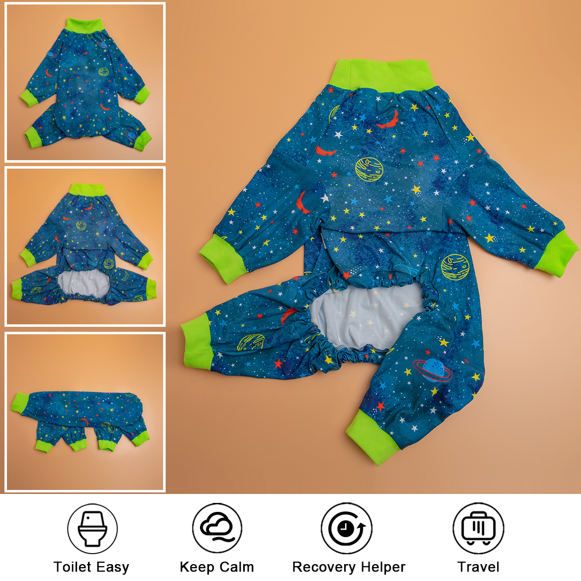 LovinPet Large Dog Pajamas Onesie - Space-Themed Galaxy Print Sleepwear for Large Breeds