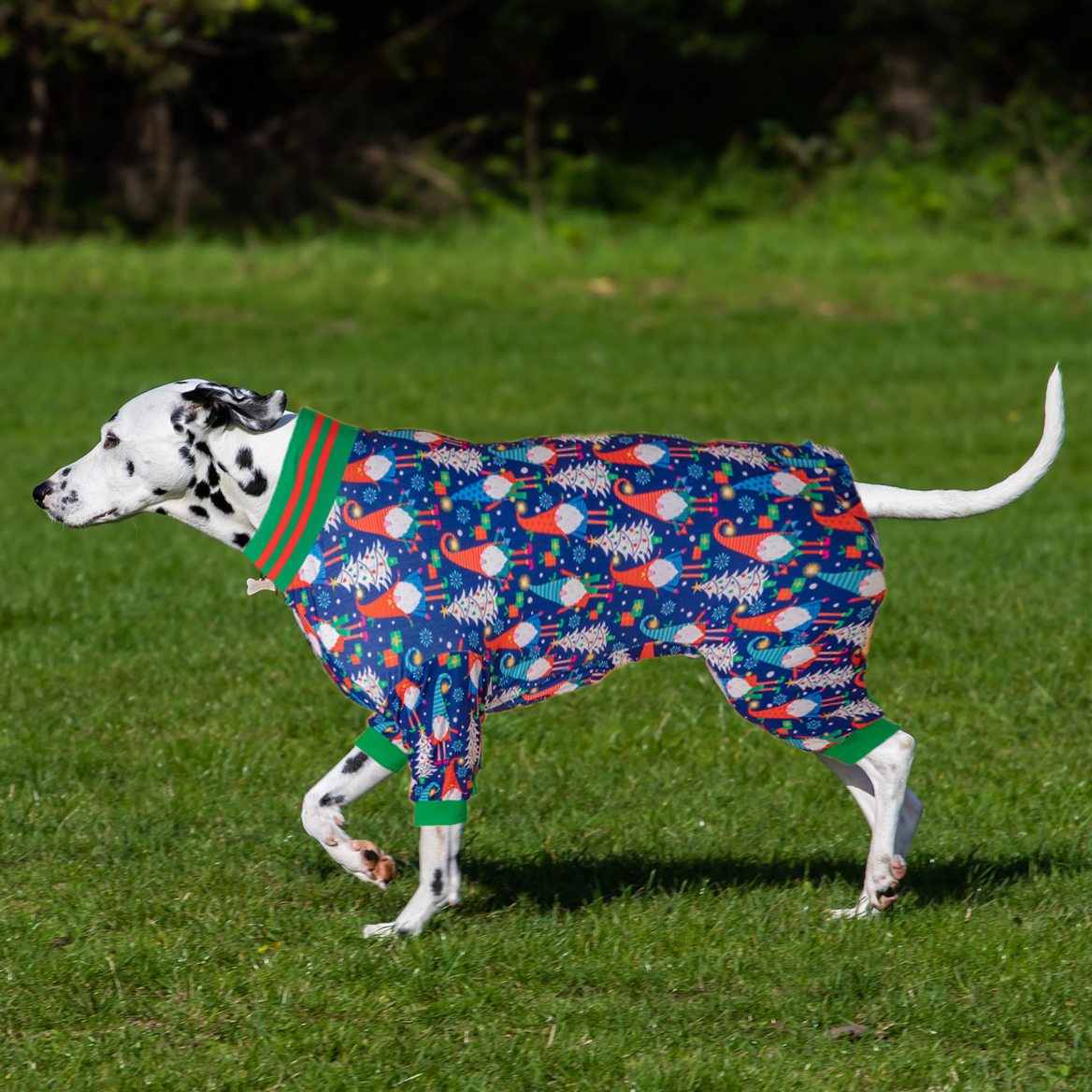 LovinPet Large Dog Pajamas Onesie - Christmas Festive Gnome & Tree Design