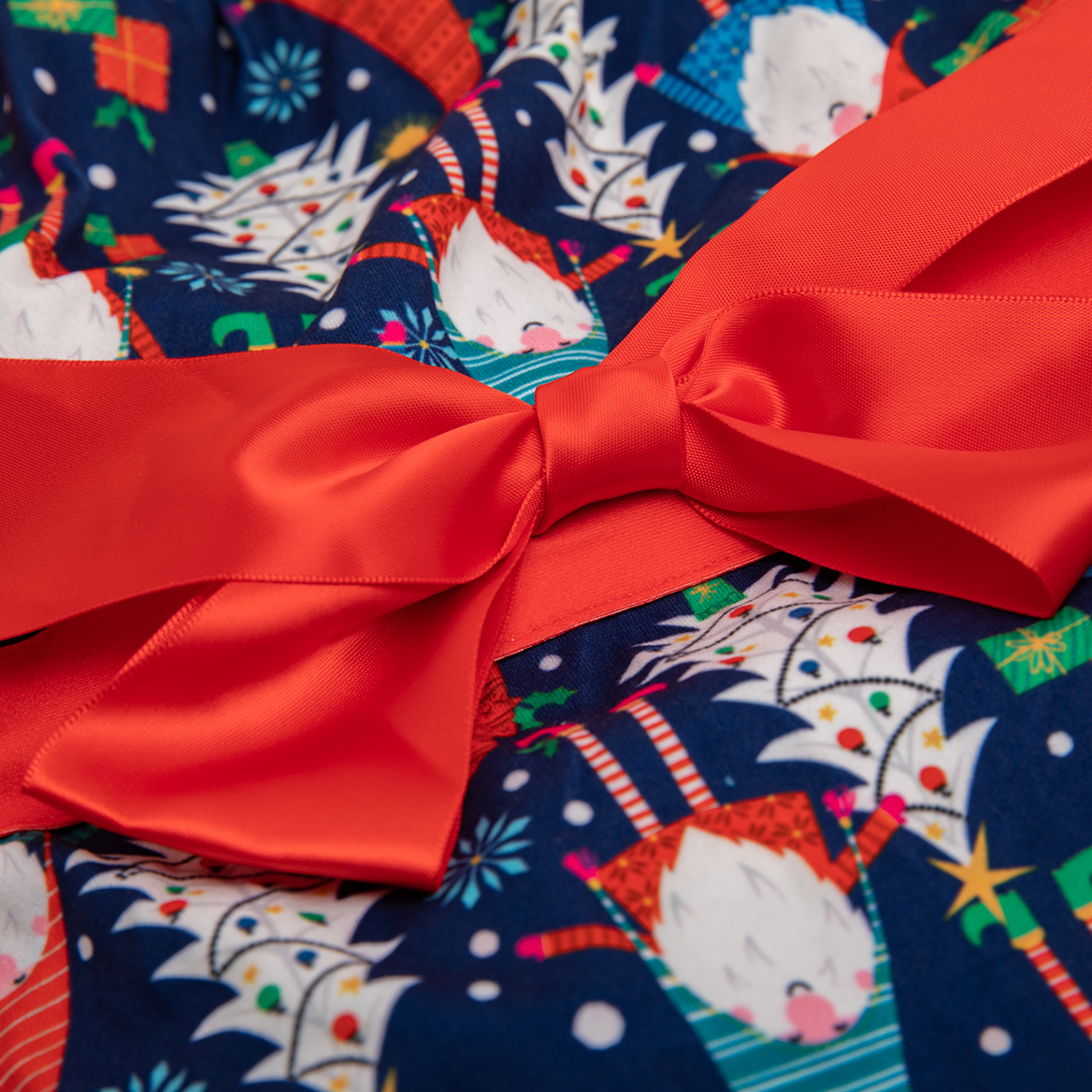 LovinPet Large Dog Pajamas Onesie with Skirt Tie - Christmas Festive Gnome & Tree Design