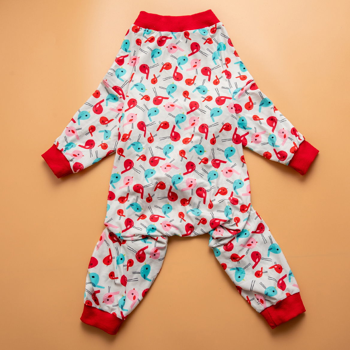 LovinPet Large Dog Pajamas Onesie - Tropical Flamingo and Pineapple Design