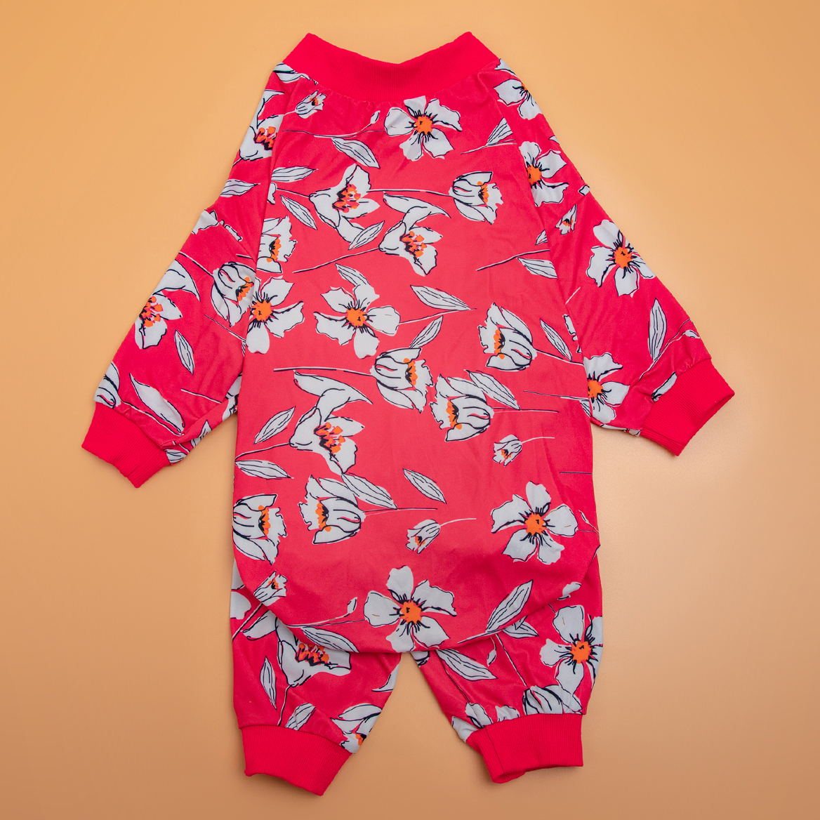LovinPet Large Dog Pajamas Onesie - Pink Floral Sleepwear for Big Dogs