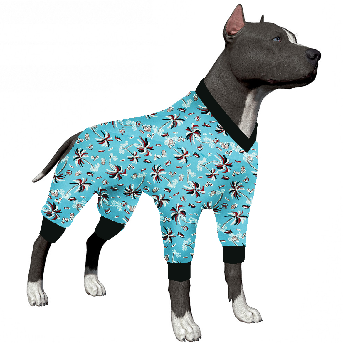 LovinPet Large Dog Pajamas Onesie - Abstract Floral Sleepwear for Big Dogs