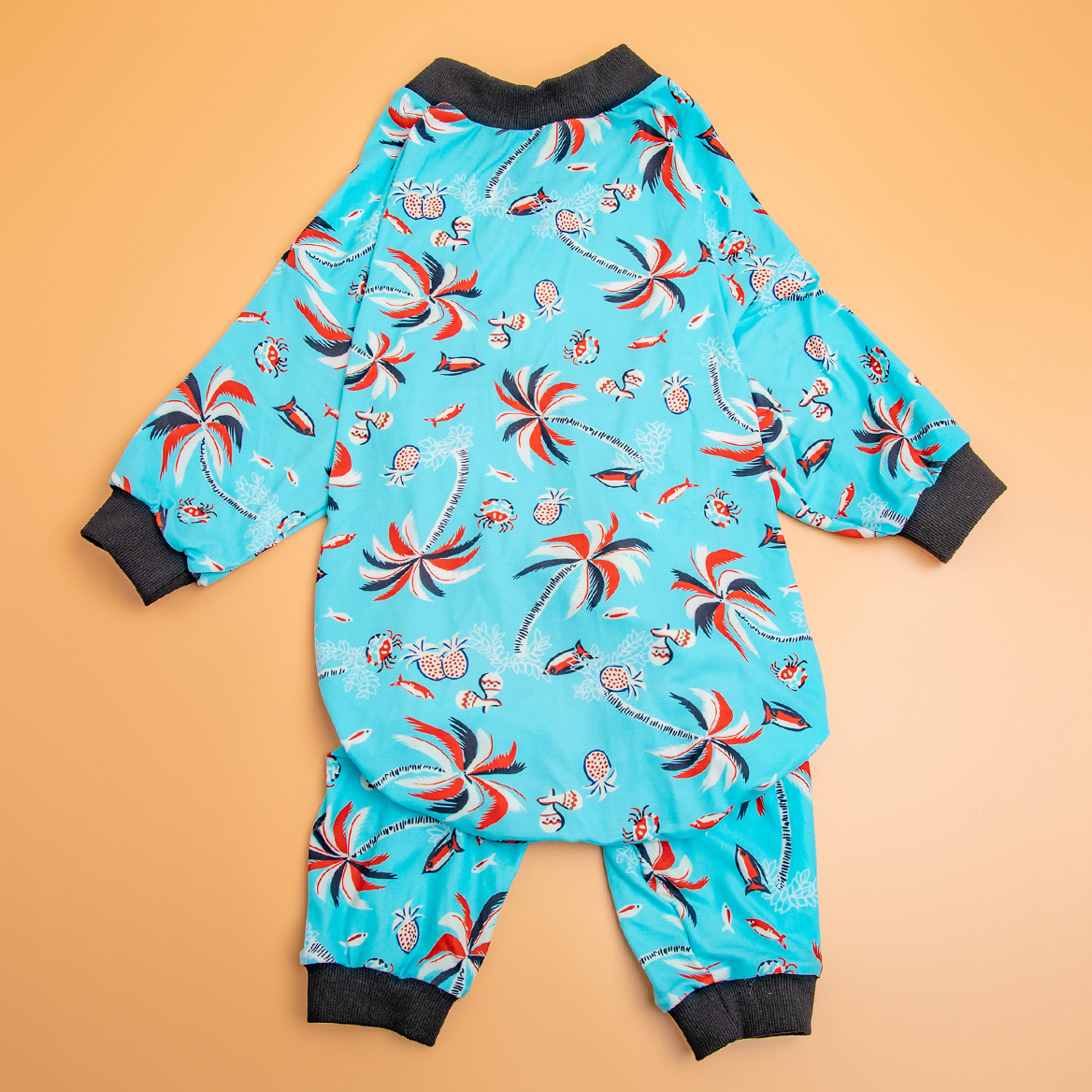 LovinPet Large Dog Pajamas Onesie - Abstract Floral Sleepwear for Big Dogs