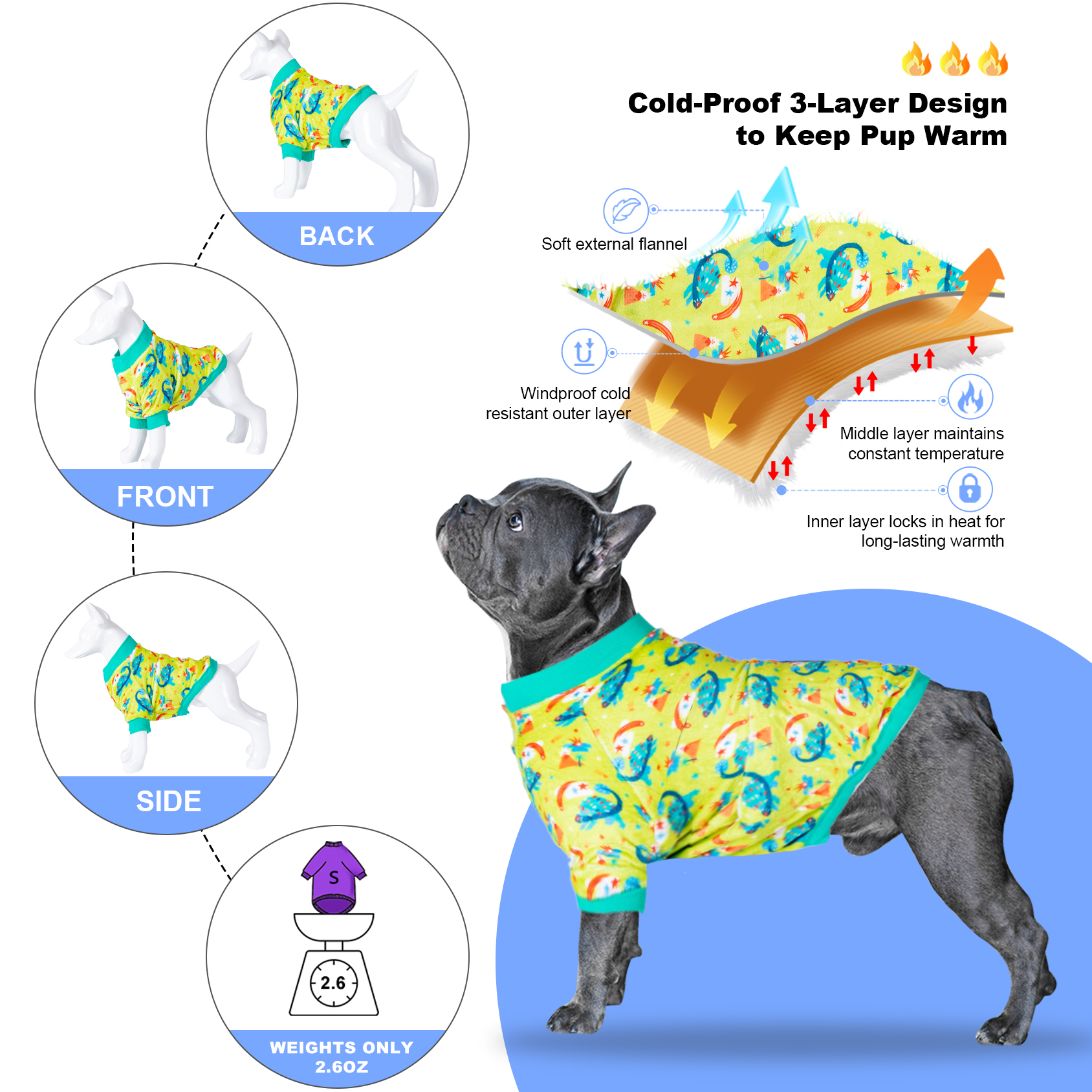 LovinPet Flannel Dog Coat Big Puppy