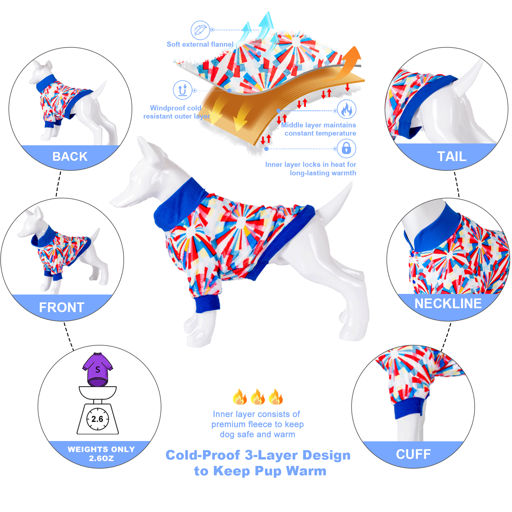 LovinPet Flannel Labrador Coat for Large Big Dog