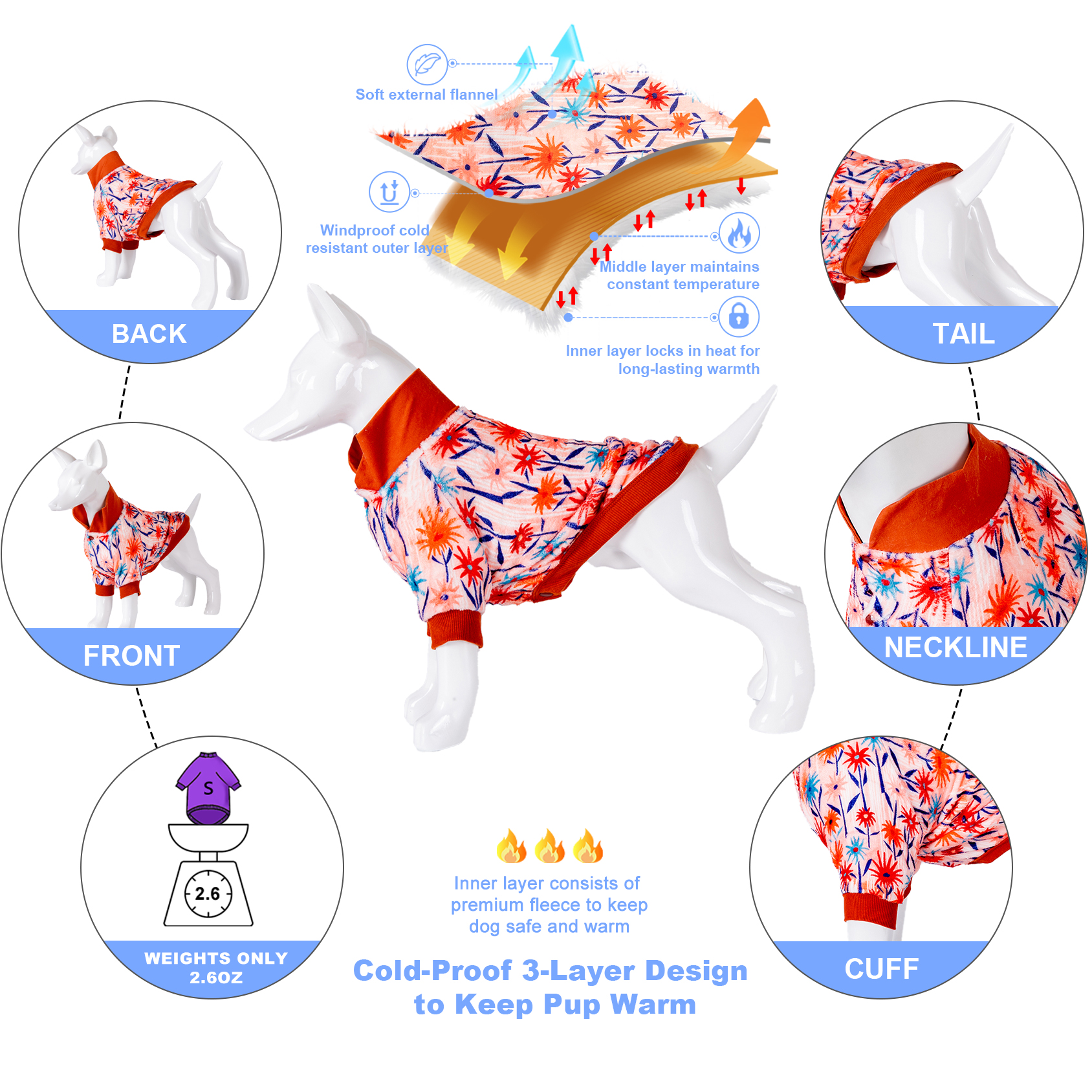 LovinPet Flannel Dachshund Cold Weather Coats