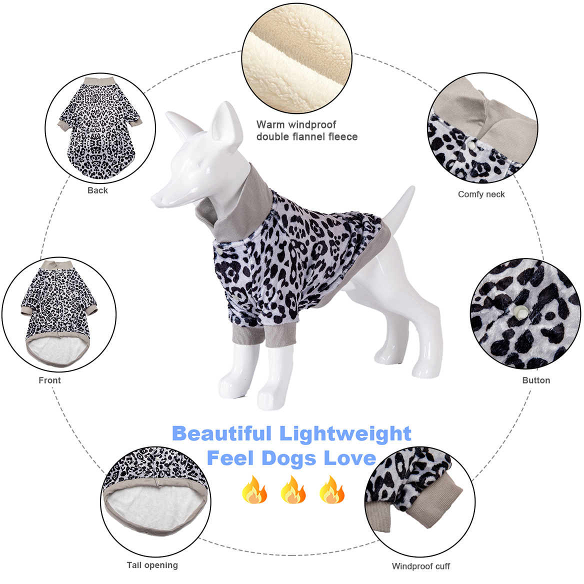 LovinPet Flannel Dog Winter Coat For Pitbulls