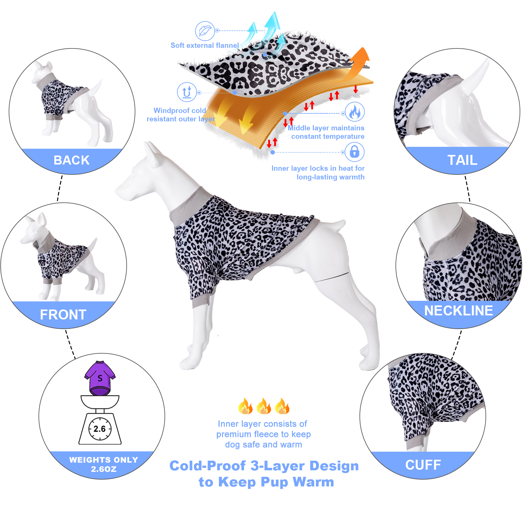 LovinPet Flannel Dog Winter Coat For Pitbulls