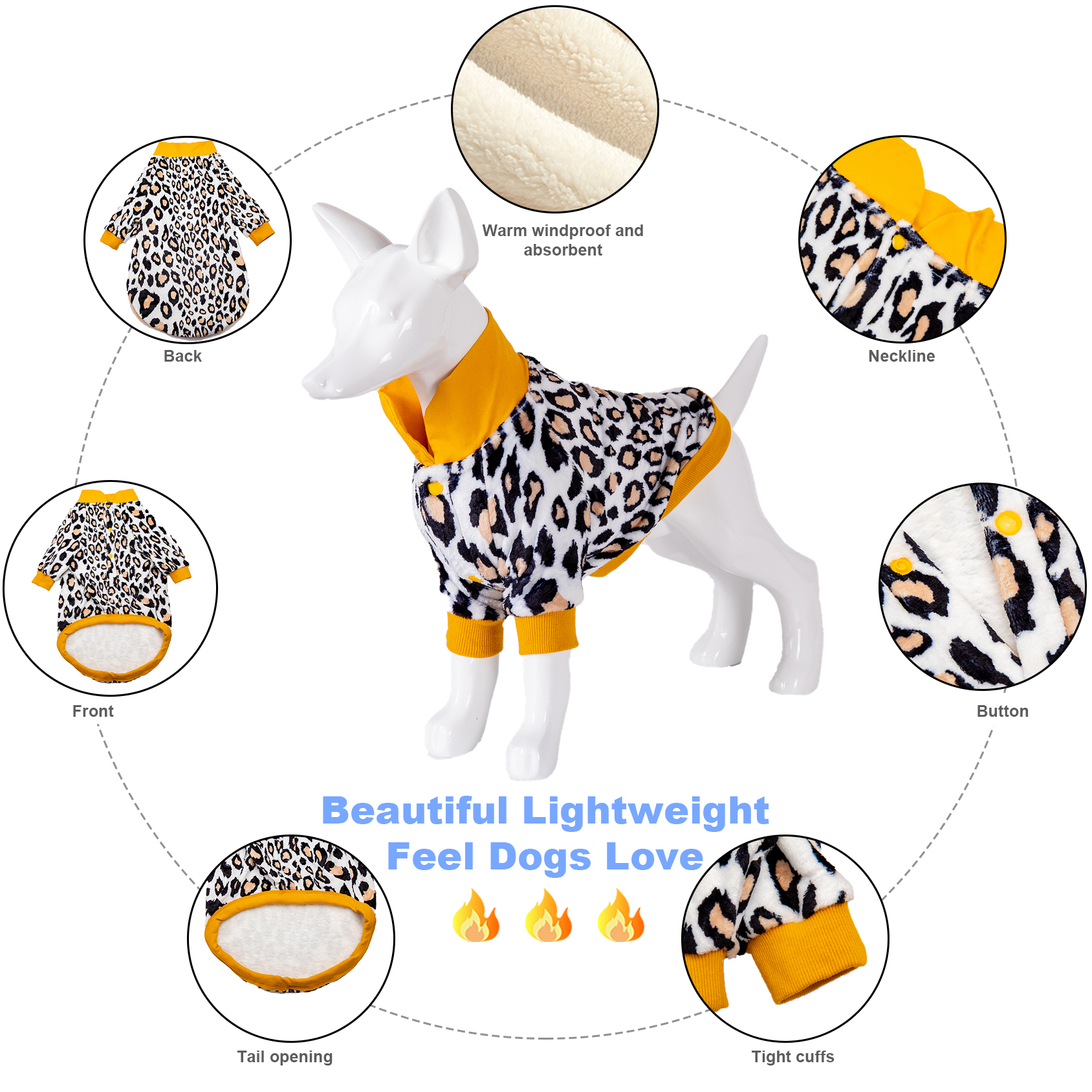 LovinPet Flannel Large Dog Coat For Pitbulls