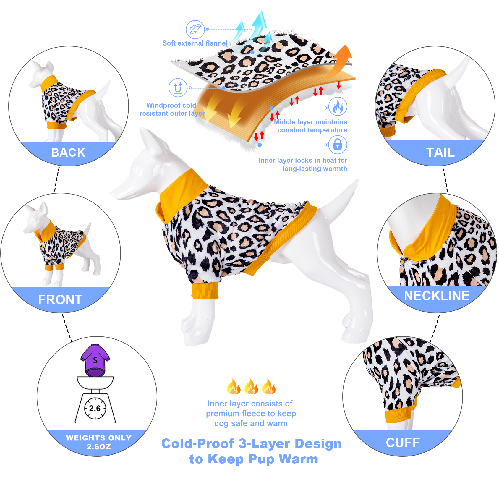 LovinPet Flannel Large Dog Coat For Pitbulls