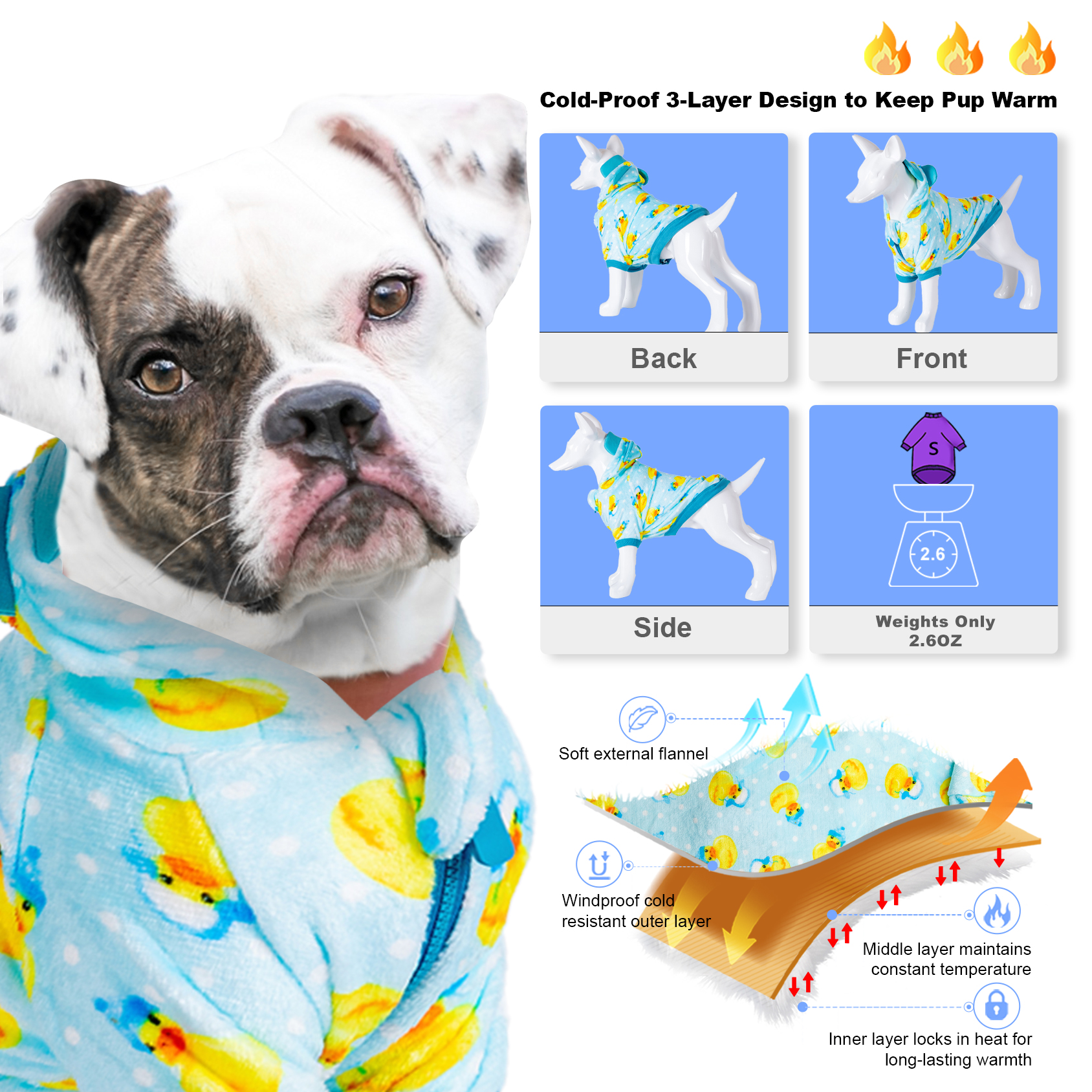 LovinPet Flannel English Bulldog Coat for Dogs