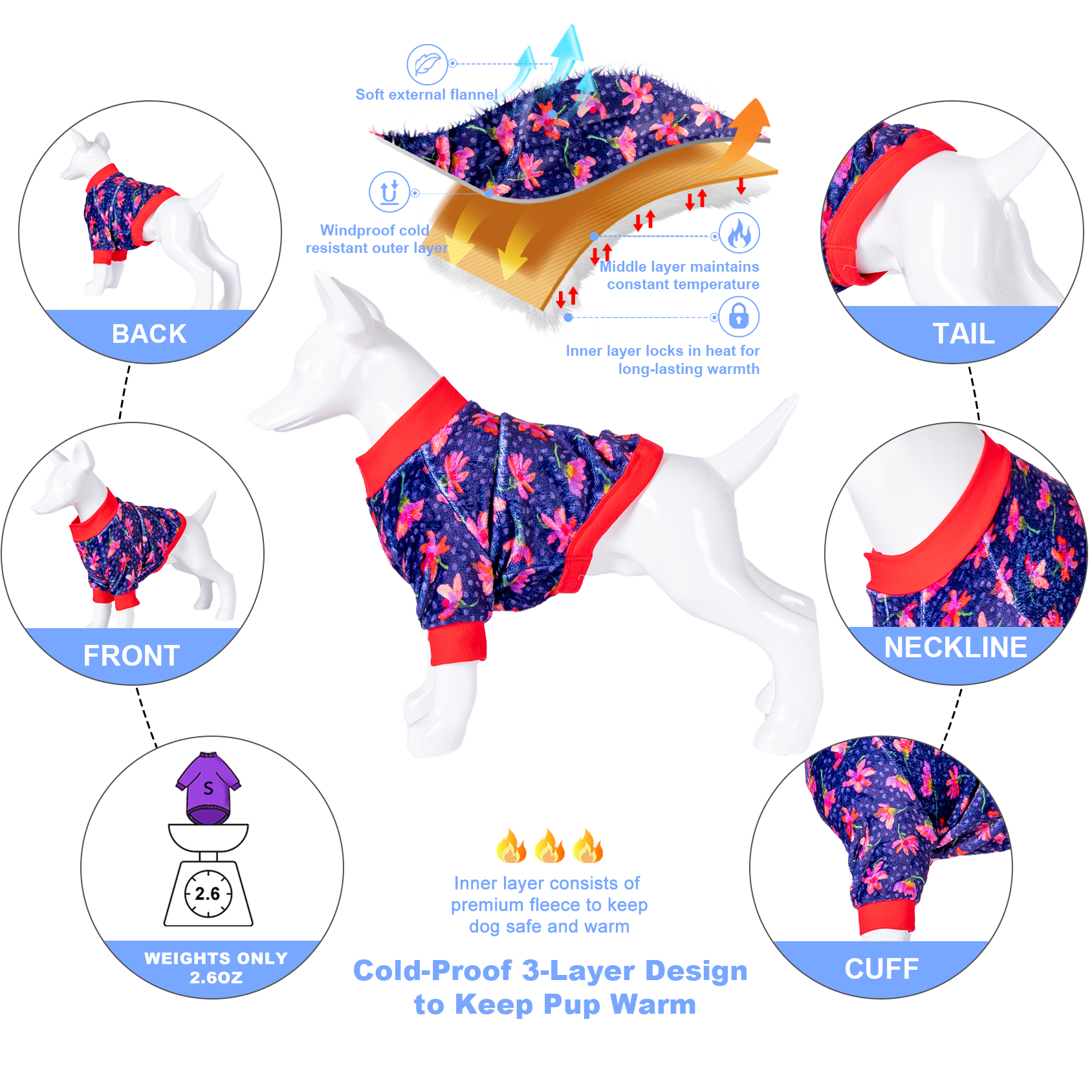 LovinPet Flannel Dog Coat Big Puppy