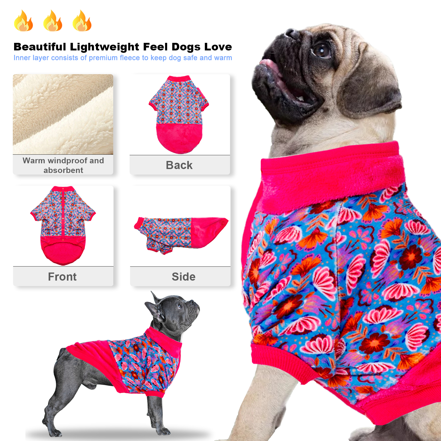 LovinPet Floral and Space-themed Patterns Flannel Coat