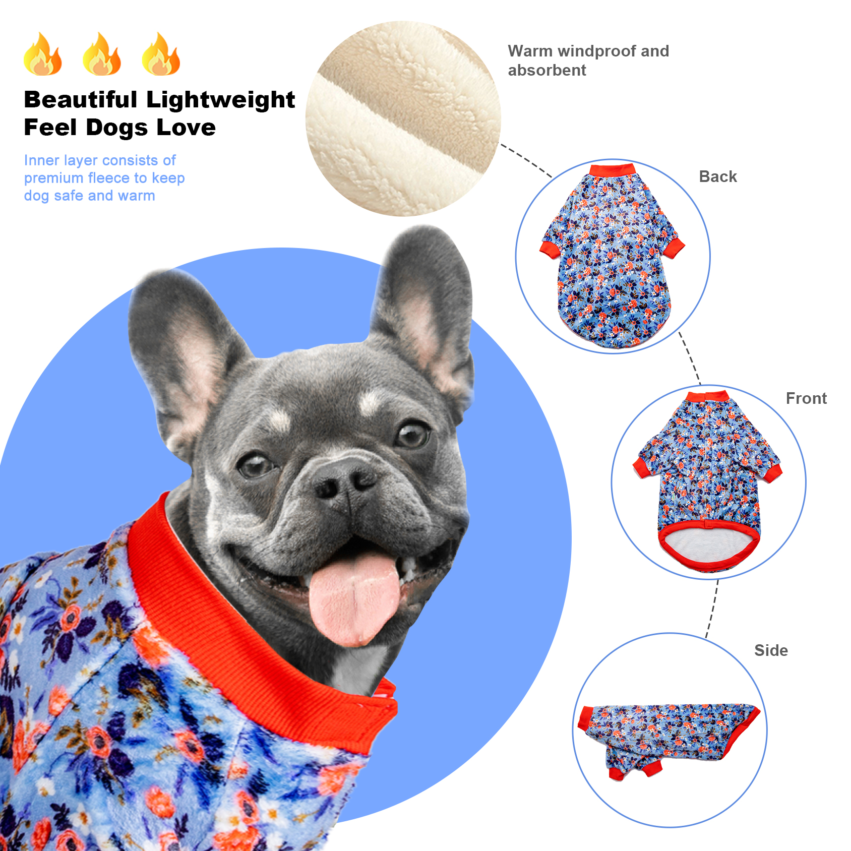 LovinPet Flannel Coat Onesie Pajama for Large Dogs