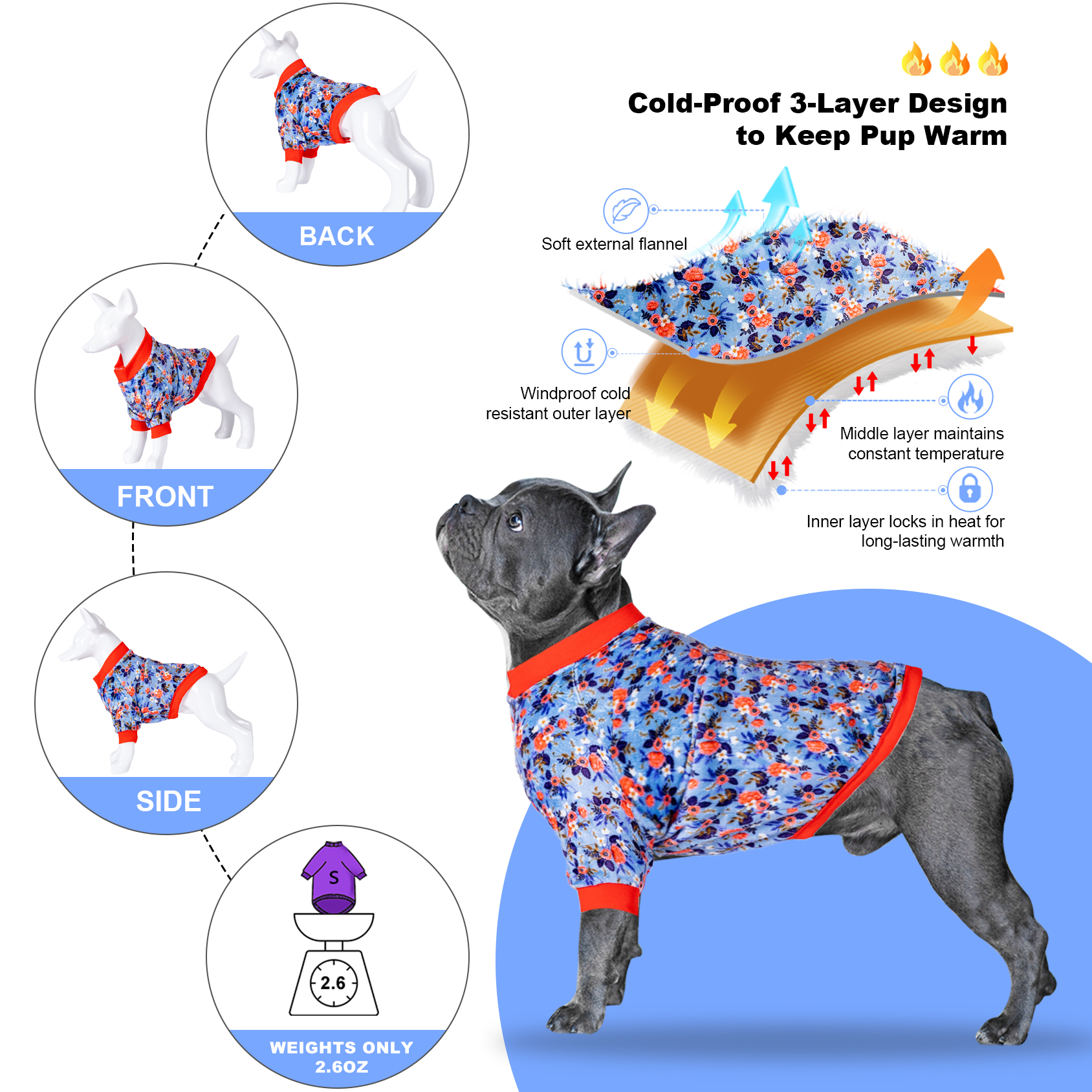 LovinPet Flannel Coat Onesie Pajama for Large Dogs