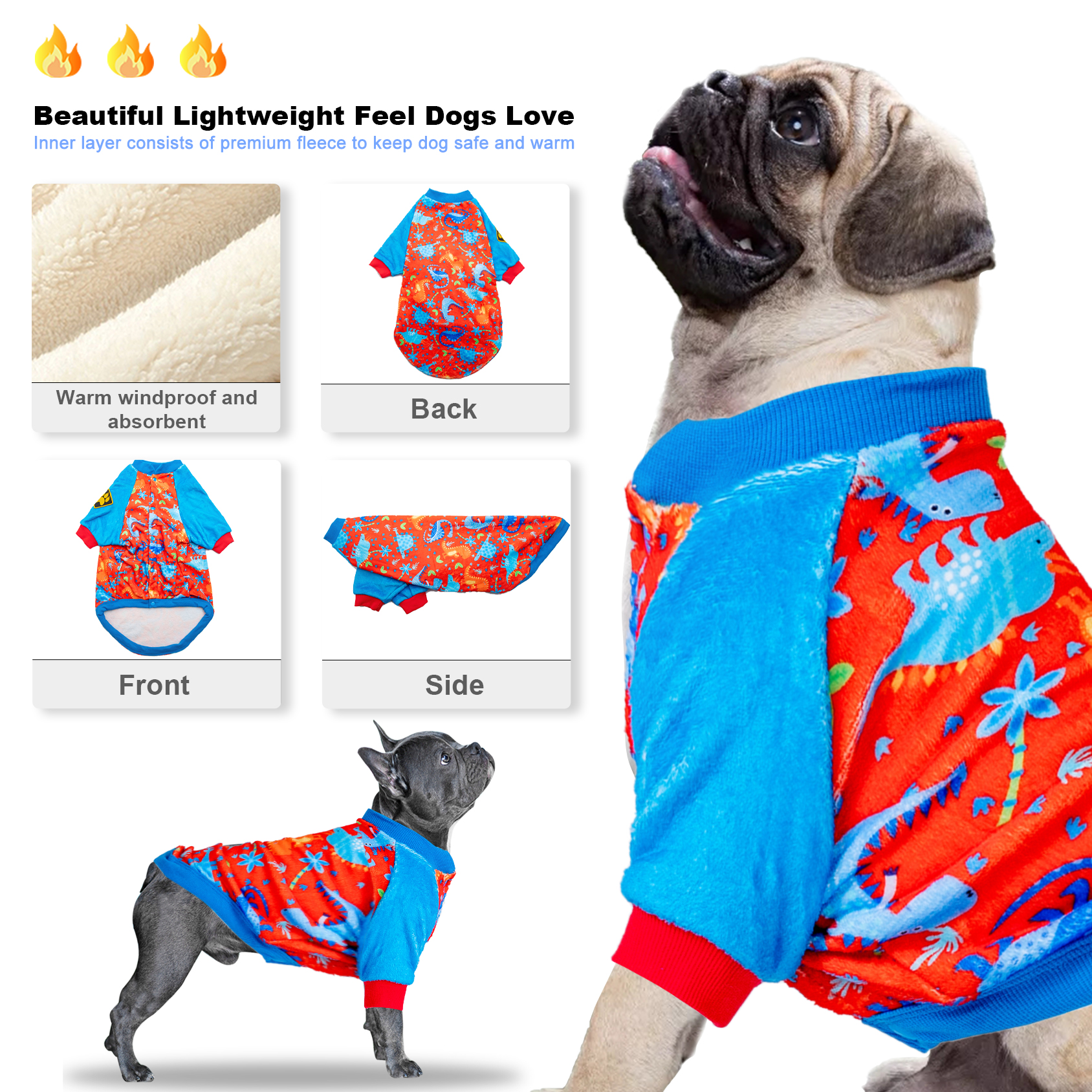 LovinPet Flannel Dog Coat for Large Dogs