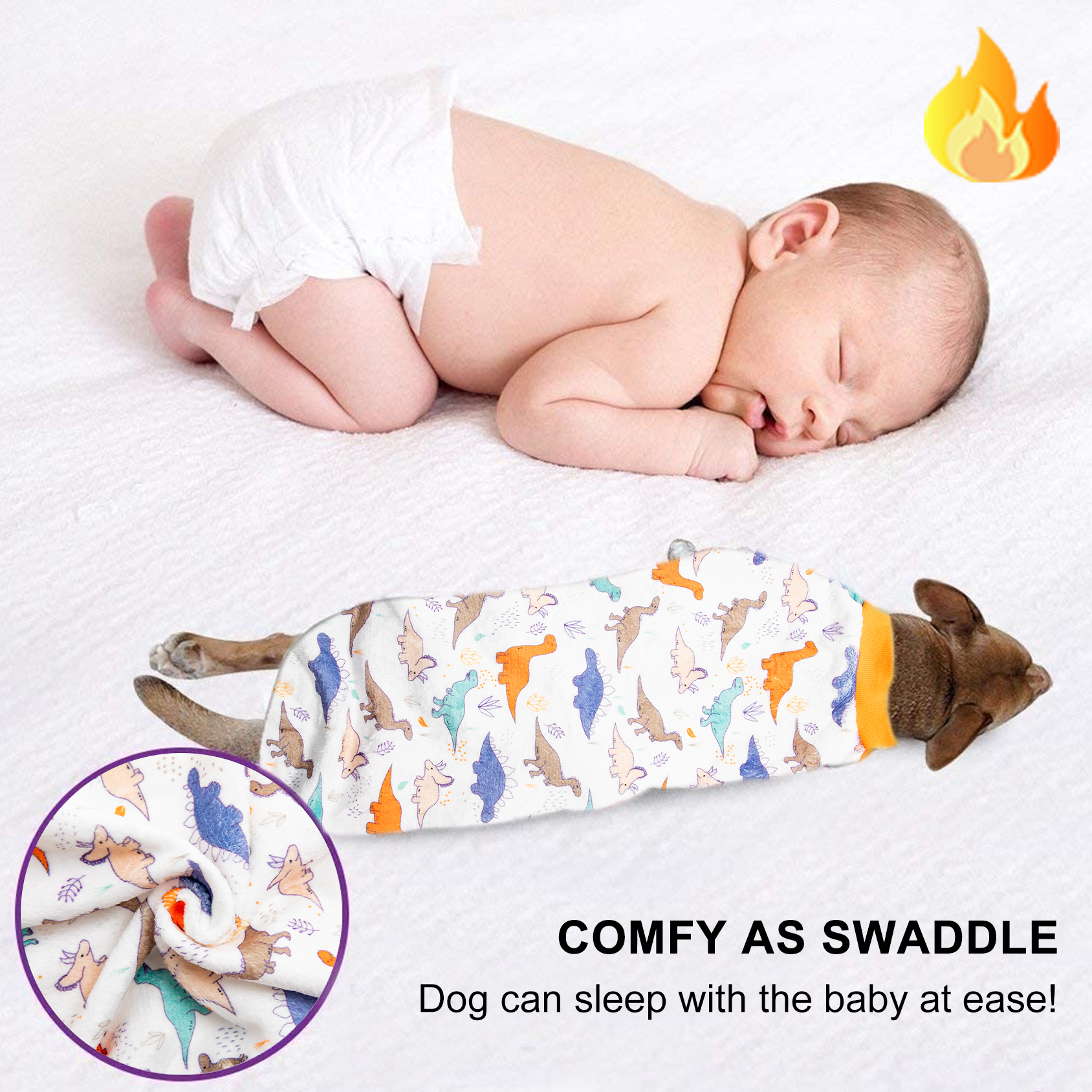 LovinPet Dinosaur Flannel Dog Coat for Large Breeds - Warm & Stylish