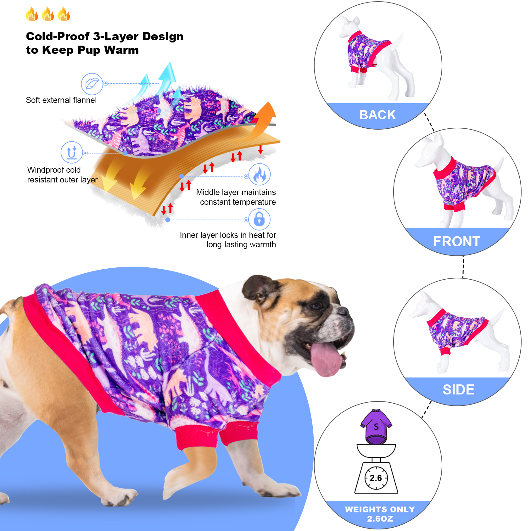 LovinPet Flannel Giant Breed Dog Winter Coat