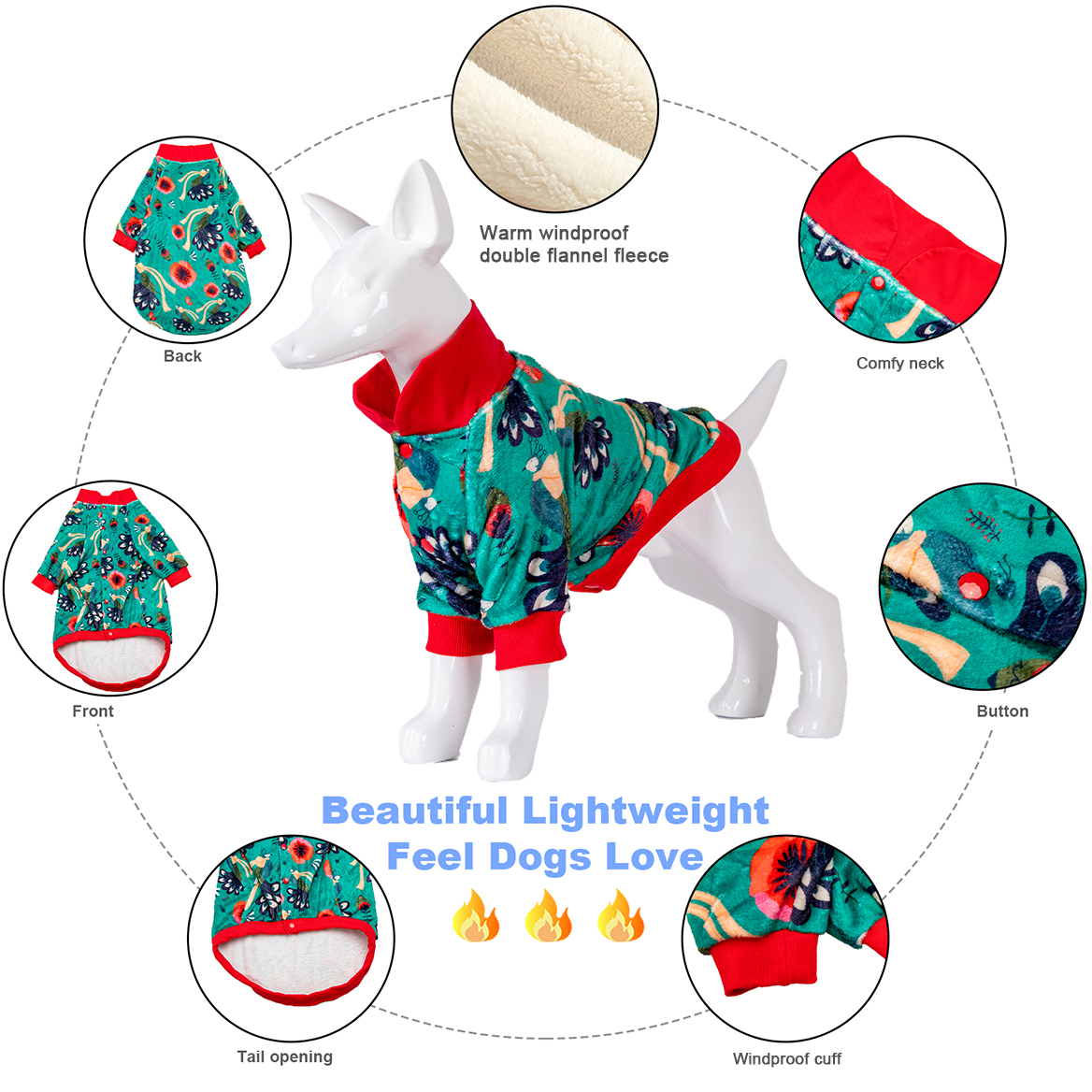LovinPet Flannel Dog Coat Sized Dog Big