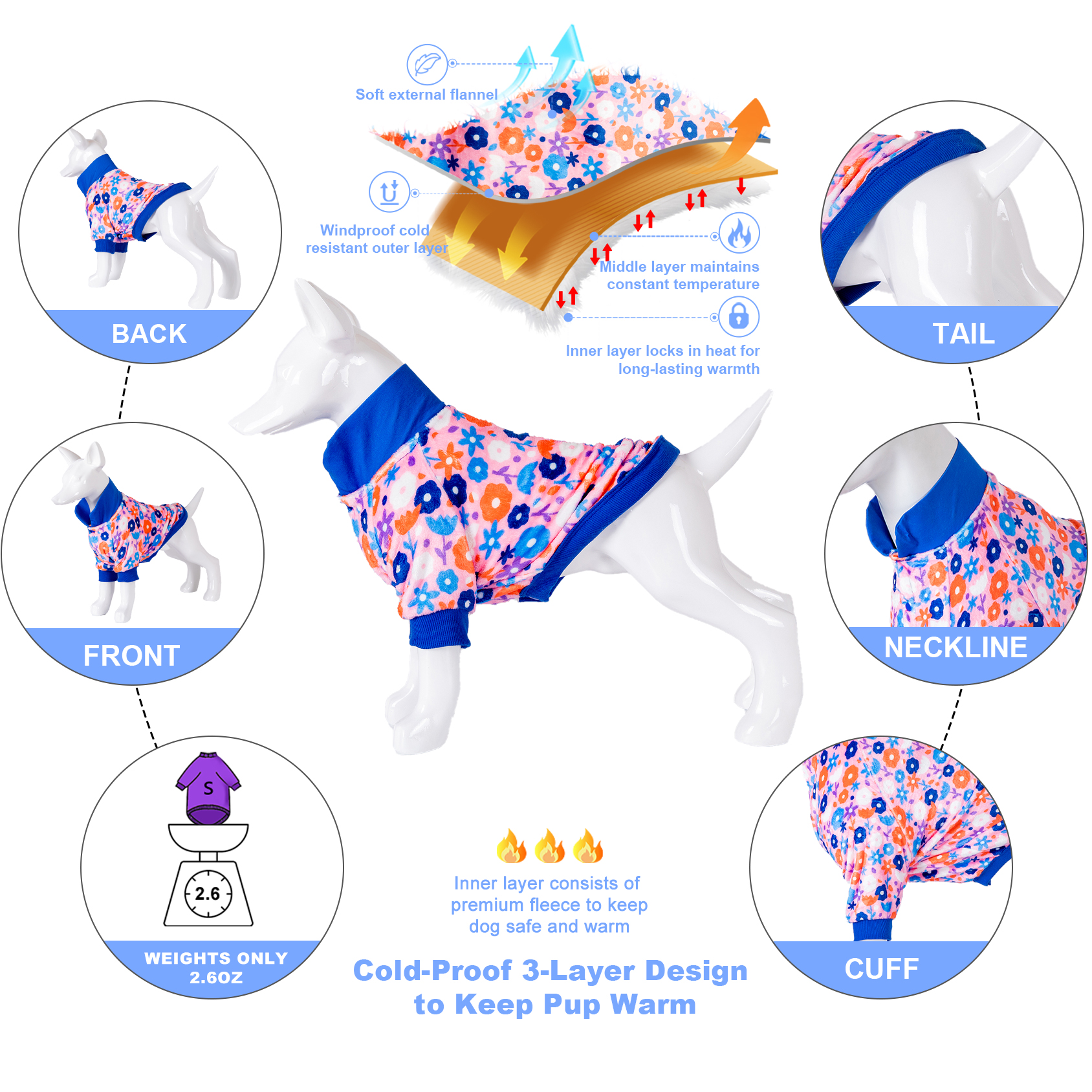 LovinPet Flannel Coat For Big Labrador Dog