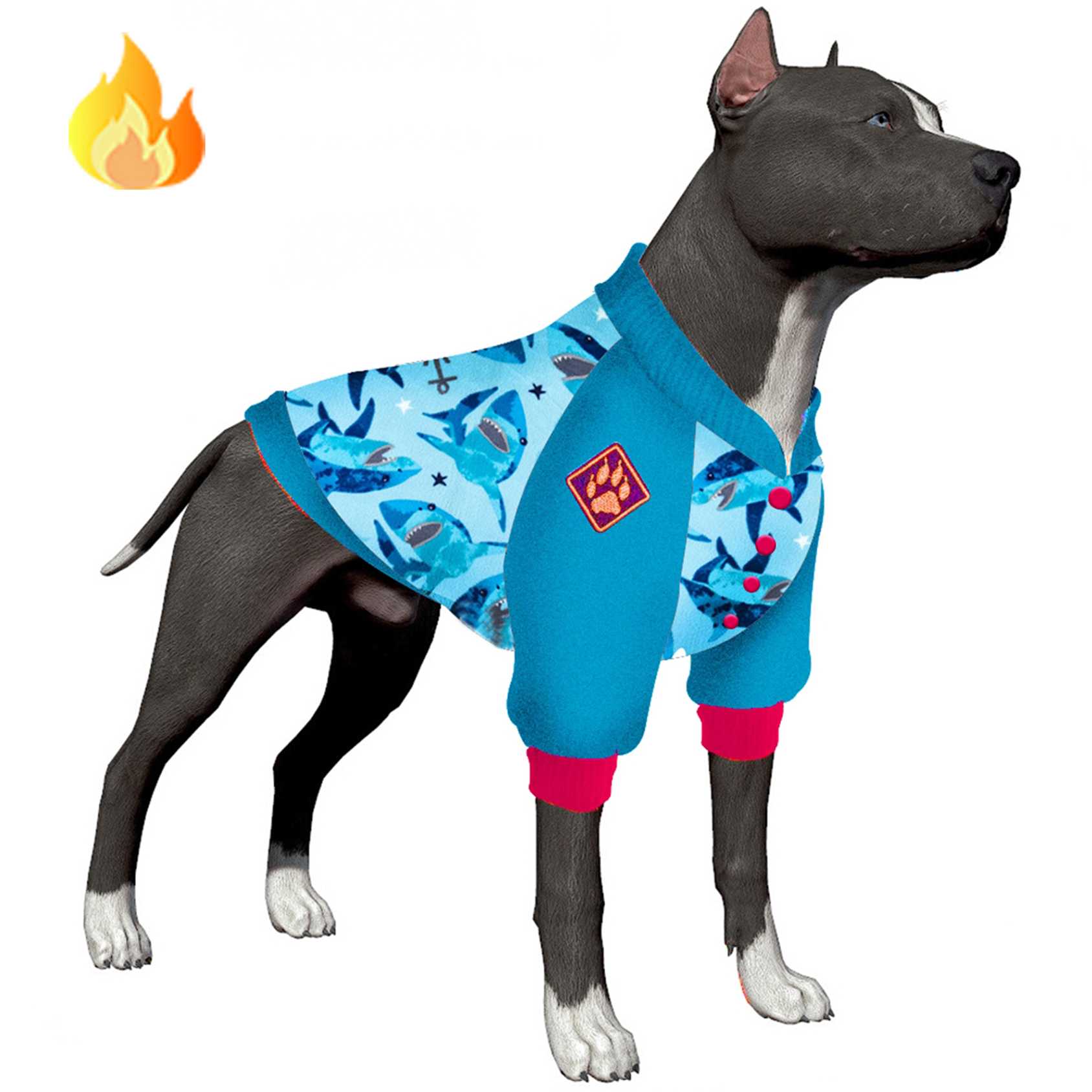 LovinPet Large Dog Flannel Coat For PitBulls