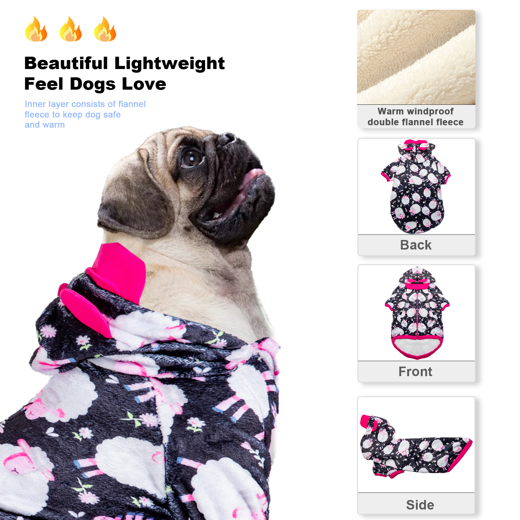 LovinPet Flannel Sheep Pattern Dog Coat for Labradors