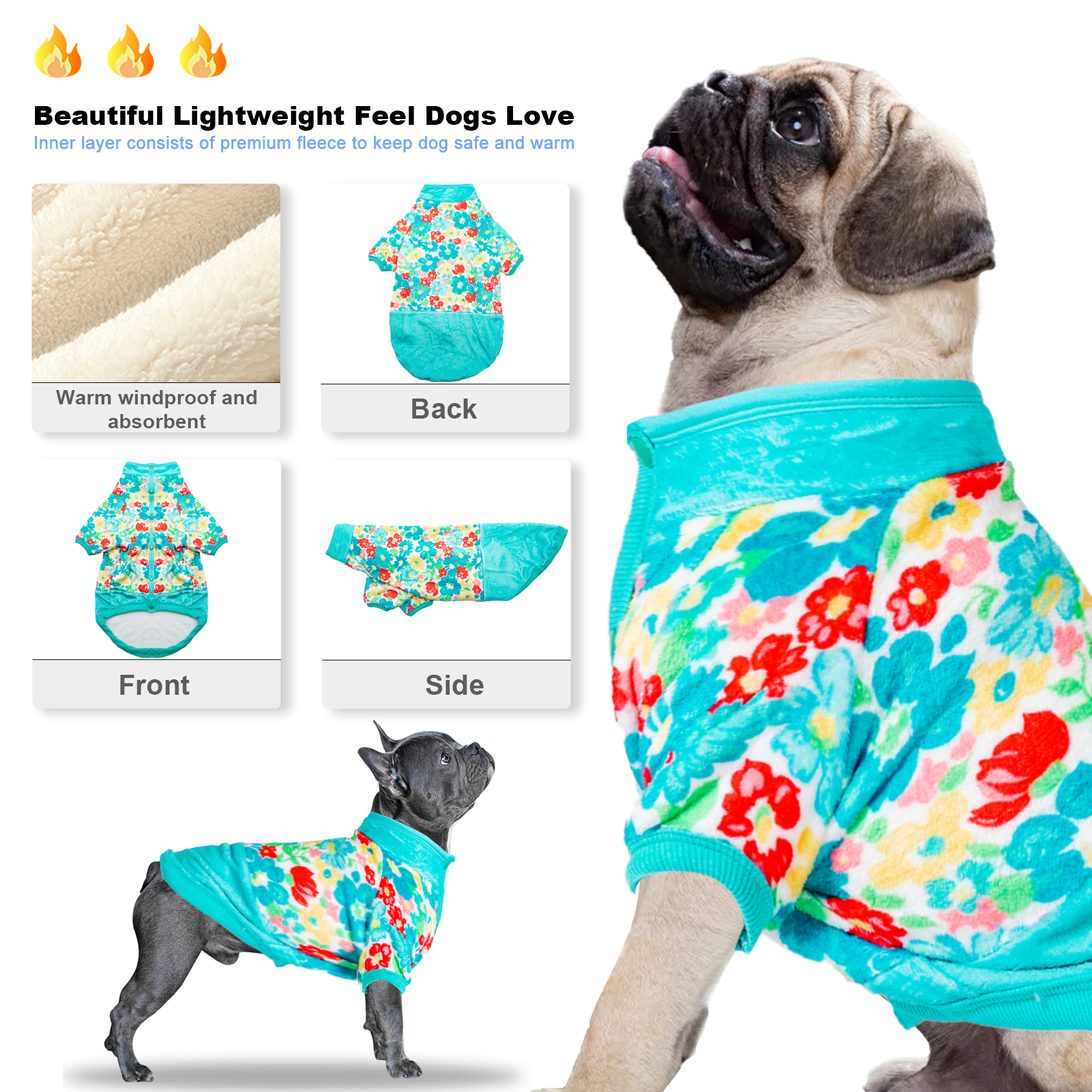LovinPet Flannel Dog Coat Onesies for Large Dogs