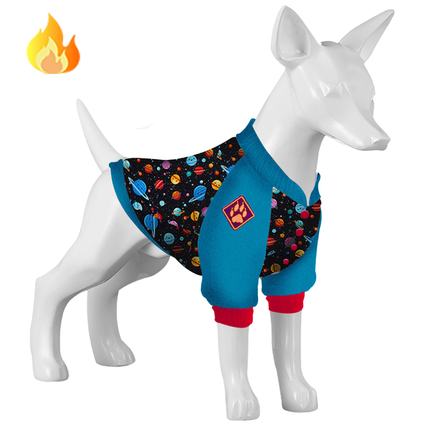 LovinPet Floral and Space-themed Dog Flannel Coat For Large Dogs