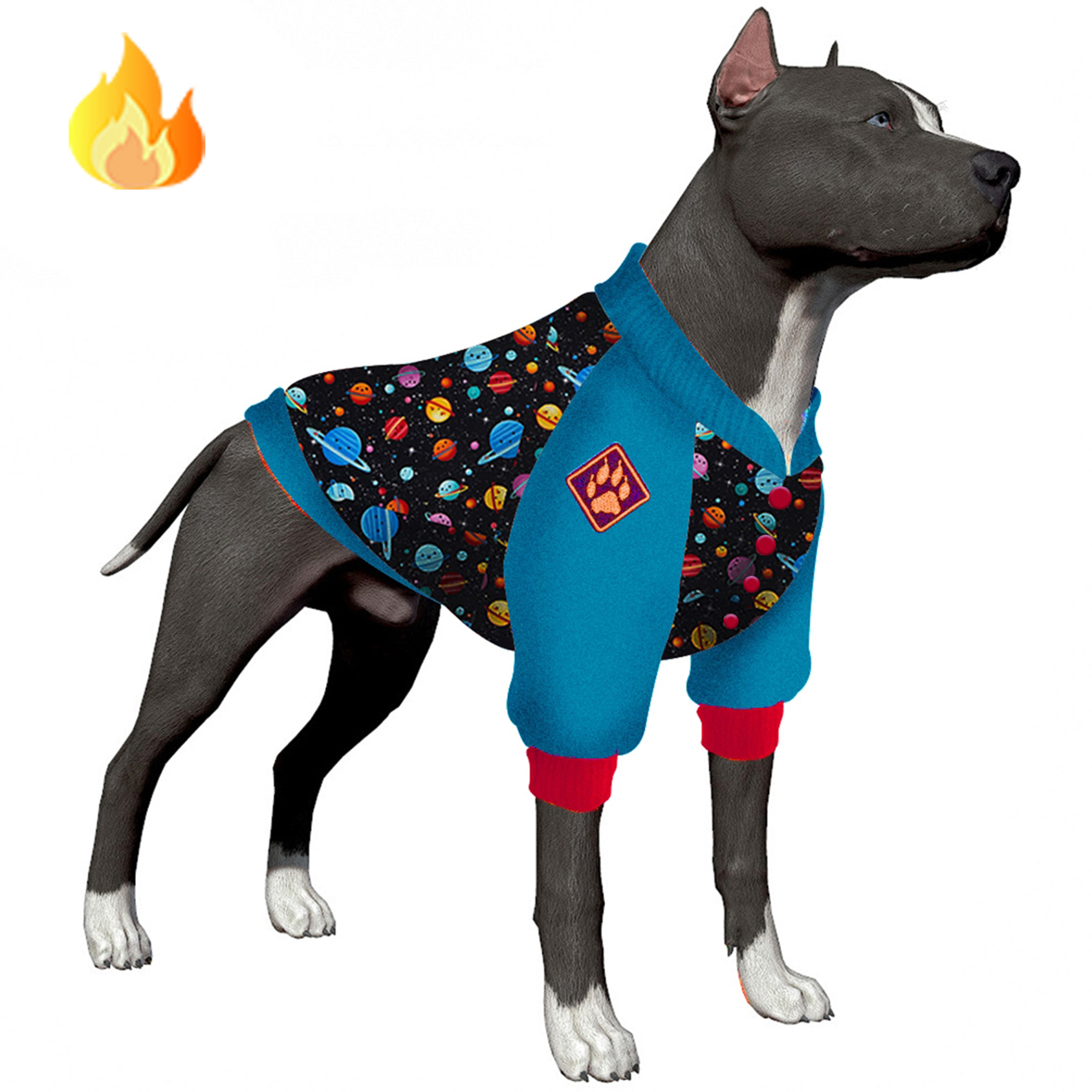 LovinPet Floral and Space-themed Dog Flannel Coat For Large Dogs
