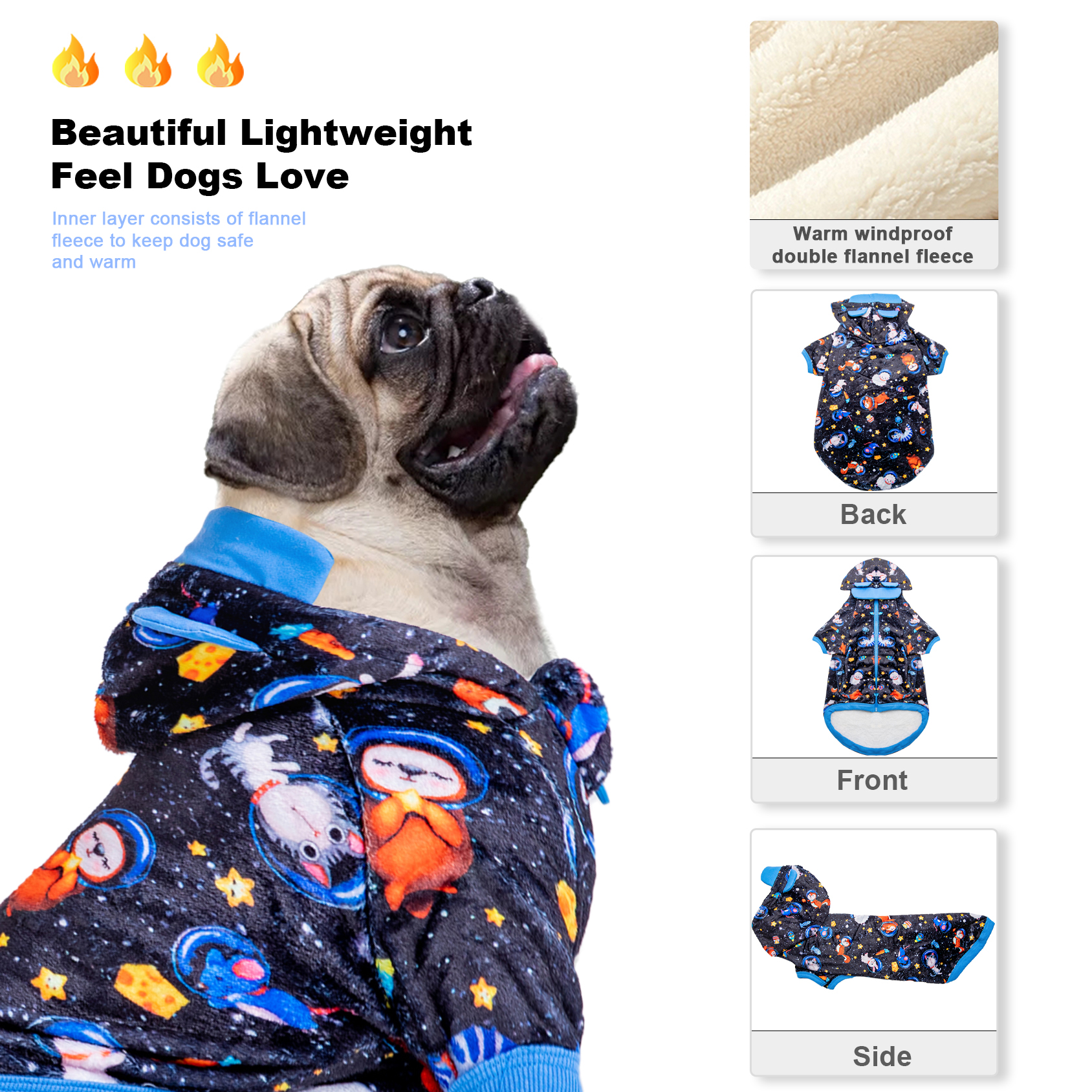 LovinPet Flannel Sheep Pattern Dog Coat for Mastiffs