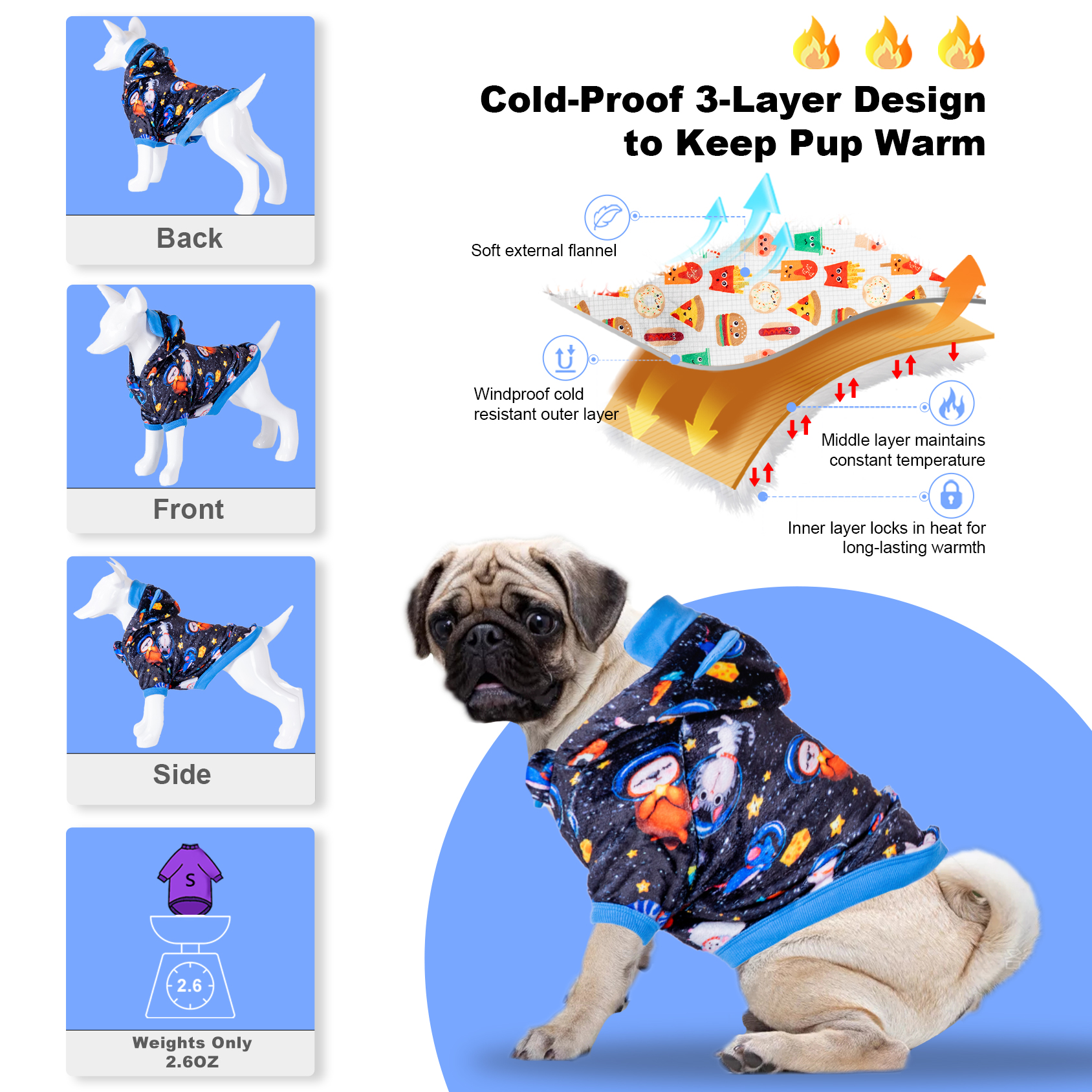 LovinPet Flannel Sheep Pattern Dog Coat for Mastiffs