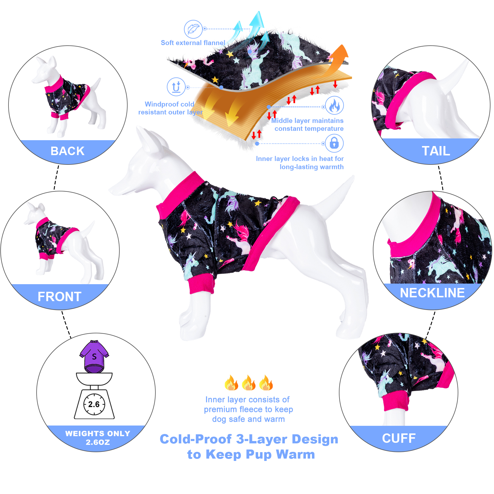 LovinPet Flannel XLarge Boxer Coat for Large Boxer Dogs