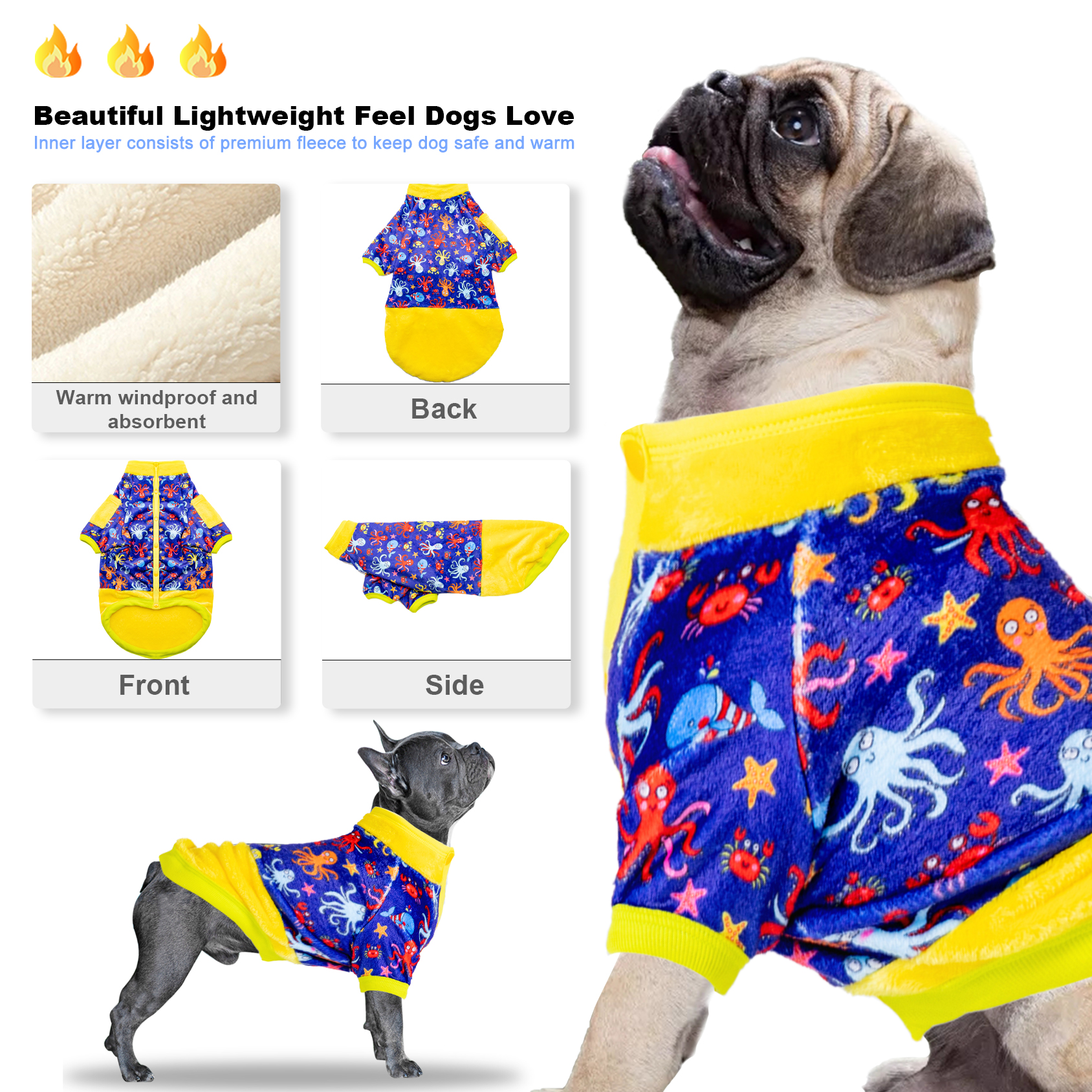 LovinPet Large Dog Flannel Coat For PitBulls