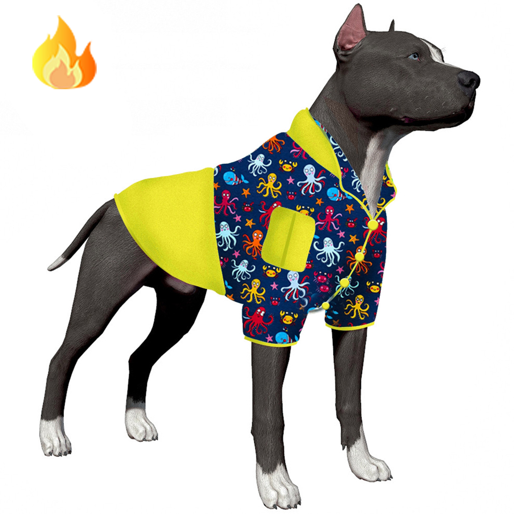LovinPet Large Dog Flannel Coat For PitBulls