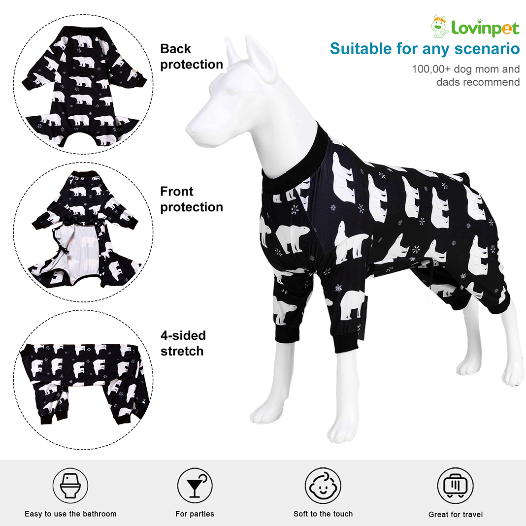 LovinPet Large Dog Pajama - Polar Bear and Snowflake Winter Print for Large Dogs