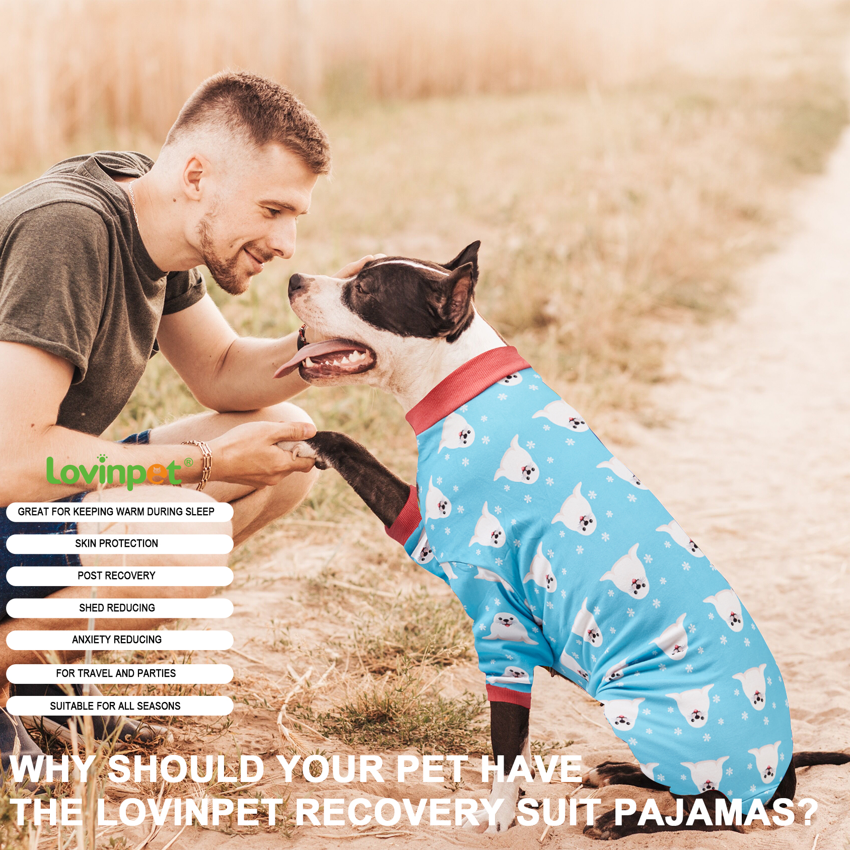 LovinPet Large Dog Pajamas Onesie - Winter Polar Seal Design for Big Breeds
